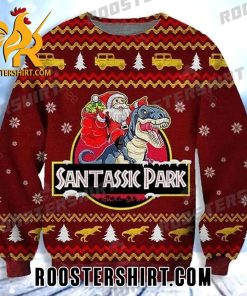 Quality Jurassic Park Santa Claus Riding A Dinosaur Ugly Christmas Sweater