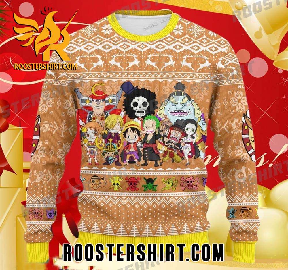 Quality Merry Mugiwara Pirates One Piece Chibi Ugly Christmas Sweater