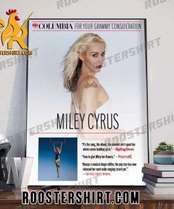 Quality Miley Cyrus For Consideration Banner For The 2024 Grammys Poster Canvas