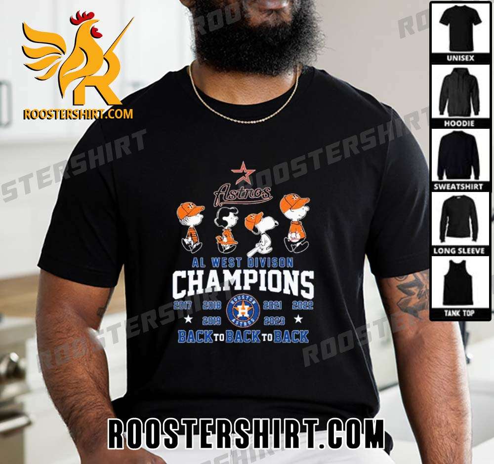Quality Peanuts Characters Houston Astros AL West Division Champions Back To Back To Back Unisex T-Shirt