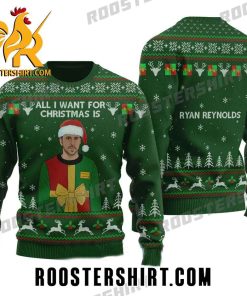 Ryan Reynolds Cosplay Gift Box Ugly Sweater With Green Color