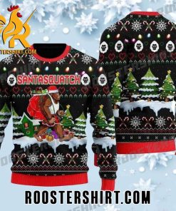 Santasquatch Dressed Up Santa Claus To Give Gifts Bigfoot Ugly Christmas Sweater
