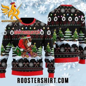 Santasquatch Dressed Up Santa Claus To Give Gifts Bigfoot Ugly Christmas Sweater