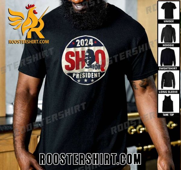 Shaquille O’Neal Wearing 2024 Shaq For President T-Shirt