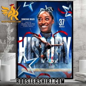 Simone Biles 37 Medals History Poster Canvas
