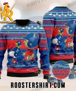 Snoopy And Charlie Brown Los Angeles Dodgers Ugly Sweater Christmas Gift For True Fans