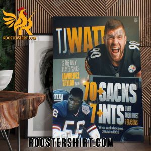 TJ Watt Is The Only Player Since Lawrence Taylor With 70 Sacks 7 Ints Over Their First 7 Season Poster Canvas