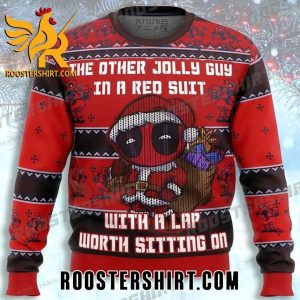 The Other Jolly Guy In Red Suit With A Lap Worth Sitting On Deadpool Ugly Christmas Sweater