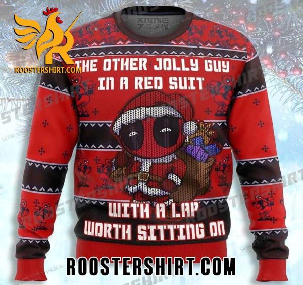 The Other Jolly Guy In Red Suit With A Lap Worth Sitting On Deadpool Ugly Christmas Sweater