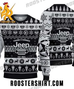 Tough And Rugged Jeep EST 1941 Black White Ugly Sweater