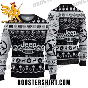 Tough And Rugged Jeep EST 1941 Black White Ugly Sweater