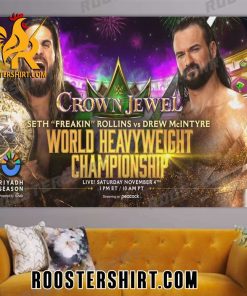 WWE Crown Jewel Seth Rollins vs Drew Mclntyre World Heavyweight Championship 2023 Poster Canvas