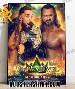 WWE World Heavyweight Champion Seth Rollins defends against Drew Mclntyre At WWE Crown Jewel Poster Canvas