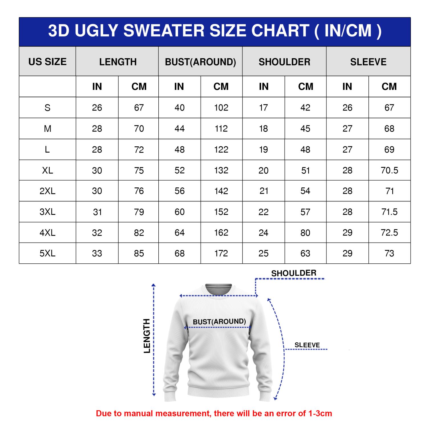 3D Ugly Sweater Size