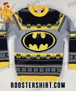 Batman Logo Black Gold Mix Christmas Pattern Ugly Sweater