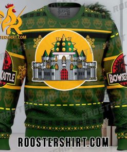 Bowser Castle Super Mario Bros Ugly Christmas Sweater Jurassic Park Style