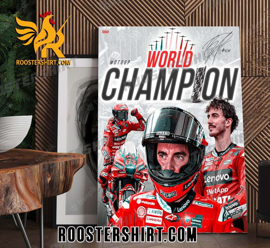 Congrats Pecco Bagnaia Back To Back World Champions 2023 Poster Canvas