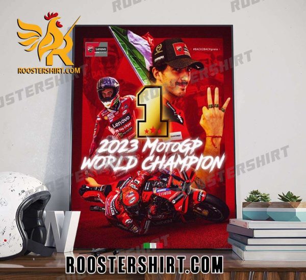 Congratulations Francesco Bagnaia 2023 MotoGP World Champion Poster Canvas