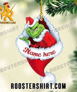 Custom Name Grinch In Santa Hat Christmas Ornament