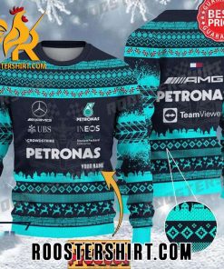 Custom Name Mercedes-AMG PETRONAS F1 Team Official Ugly Christmas Sweater
