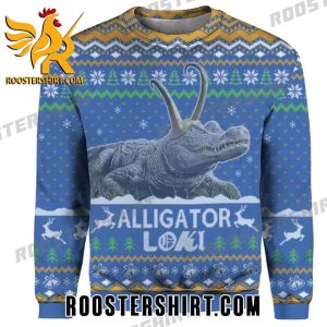 Funny Alligator Loki Helmet Marvel Ugly Christmas Sweater