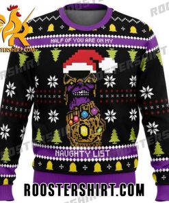 Funny Half Of You Are On My Naughty List Thanos Chibi Style Marvel Ugly Christmas Sweater