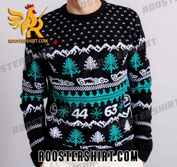 George Russell Wearing  Mercedes-AMG PETRONAS F1 Team Number 44 And 63 Ugly Christmas Sweater