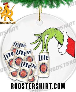 Grinch Hand Miller Lite Beer Ornament Gift For Beer Lover