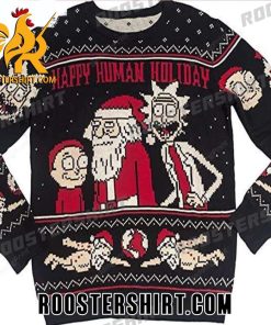 Happy Human Holiday Ripple Junction Rick And Morty Ugly Christmas Sweater