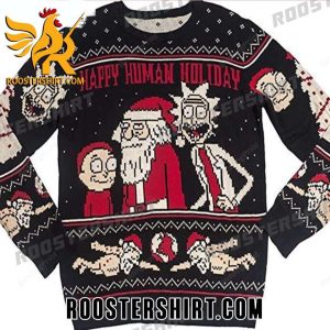 Happy Human Holiday Ripple Junction Rick And Morty Ugly Christmas Sweater