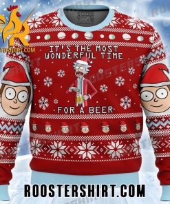 Its The Most Wonderful Time Rick Sanchez Santa For A Beer Rick And Morty Ugly Christmas Sweater