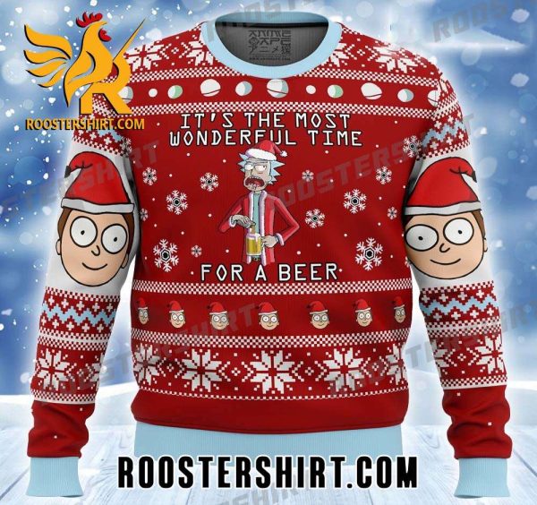 Its The Most Wonderful Time Rick Sanchez Santa For A Beer Rick And Morty Ugly Christmas Sweater