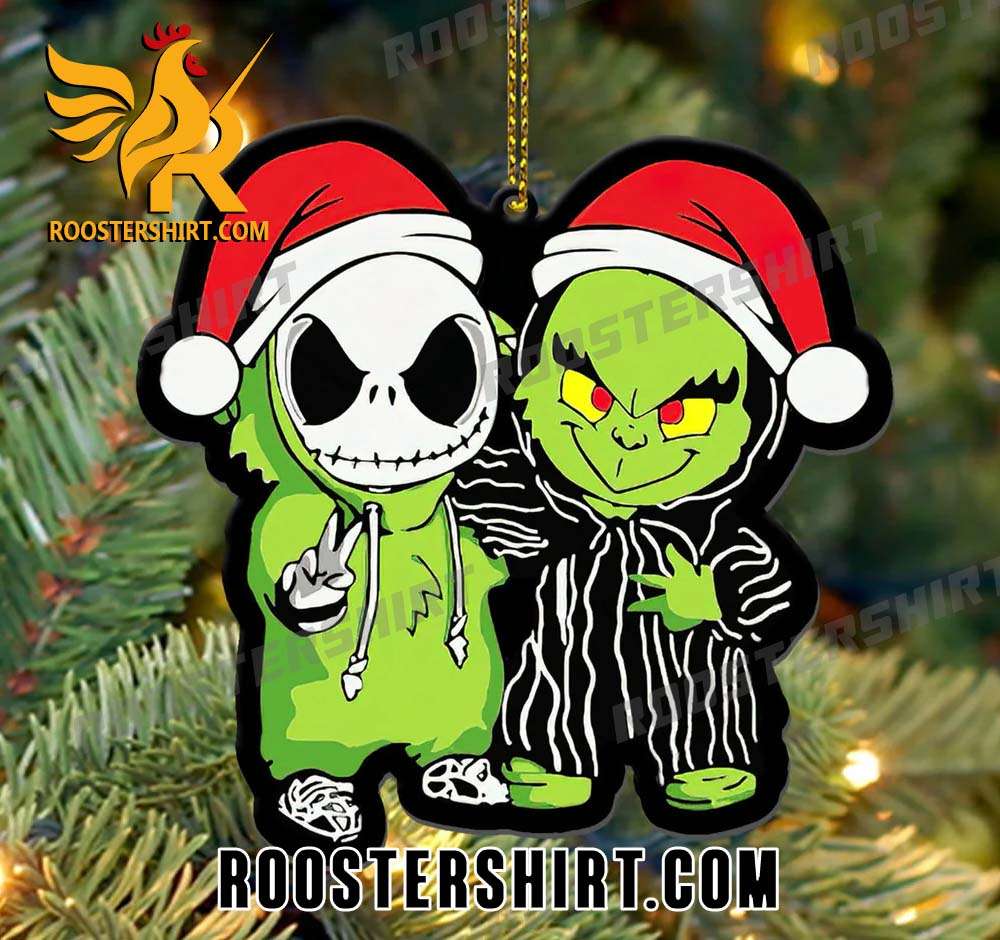 Jack Skellington And Grinch Cosplay Santa Claus In Christmas Holidays Ornament