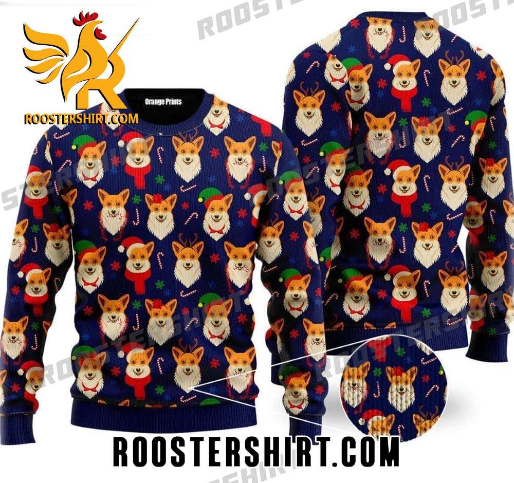 Merry Corgmas Corgi Dog Pattern Ugly Christmas Sweater