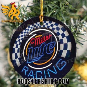 Miller Lite Racing Neon With Checkered Flag Background Ornament