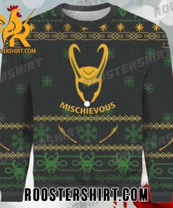 Mischievous Loki Helmet Marvel Ugly Christmas Sweater