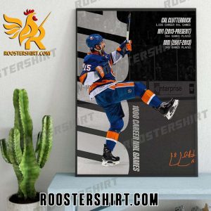 New York Islanders Cal Clutterbuck 1000 Career NHL Games Signature Poster Canvas