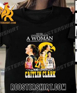 Premium 2023 Never underestimate a woman who understands basketball and loves Caitlin Clark Unisex T-Shirt