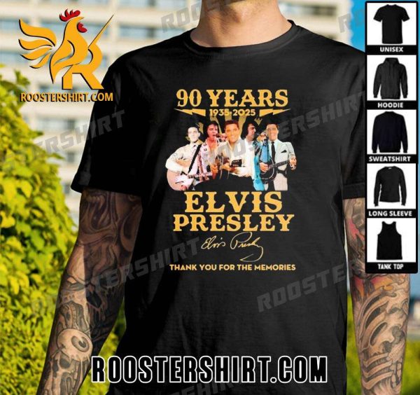 Premium Elvis Presley 90 Years 1935-2025 Thank You For The Memories Unisex T-Shirt