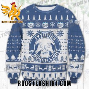Premium I Love Titties and Busch Light Ugly Christmas Sweater