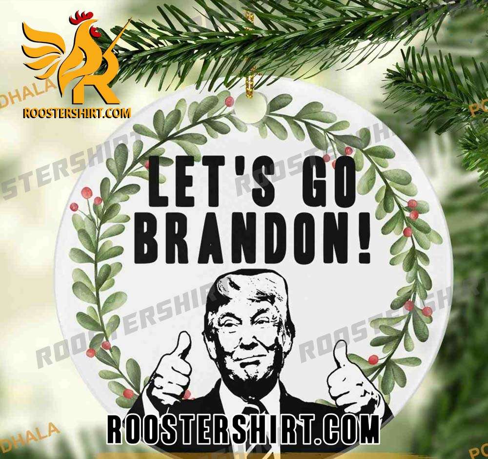 Premium Lets Go Brandon Trump Ceramic Christmas Ornament