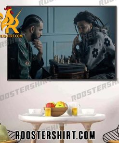 Quality Drake And J Cole Recreated Messi And Ronaldo Iconic Chess Photo In First Person Shooter MV Poster Canvas