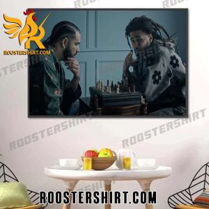 Quality Drake And J Cole Recreated Messi And Ronaldo Iconic Chess Photo In First Person Shooter MV Poster Canvas