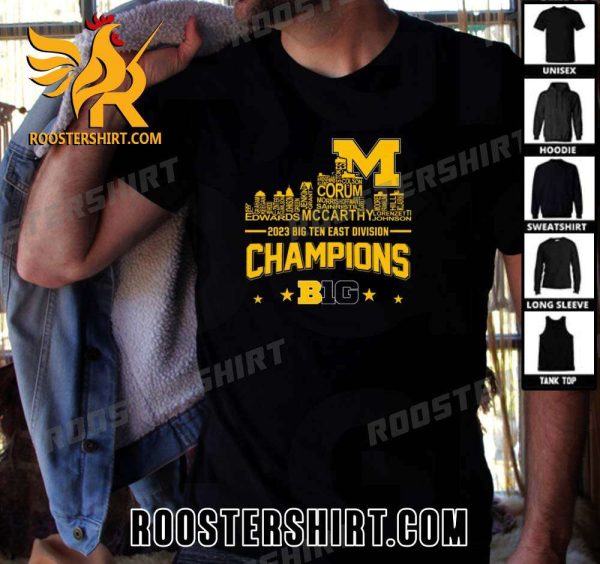 Quality Michigan Wolverines Skyline Players Name 2023 Big Ten East Division Champions Unisex T-Shirt