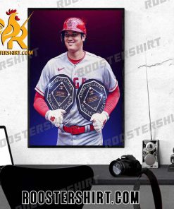 Quality The Los Angeles Angels Shohei Ohtani 2x American League MVP Award Winner Poster Canvas