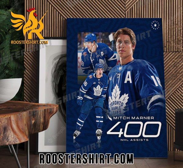 Quality The Toronto Maple Leafs Mitch Marner 400 NHL Assists In NHL Poster Canvas