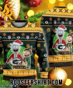 Rick And Morty Hug NFL Green Bay Packers Logo Ugly Christmas Sweater