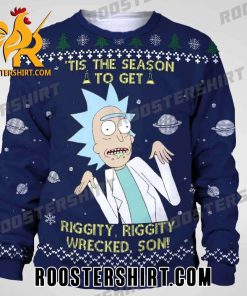 Rick Sanchez Riggity Riggity Wrecked Son Rick And Morty Ugly Christmas Sweater