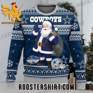 Santa Claus Cosplay Dallas Cowboys Player NFL Ugly Christmas Sweater
