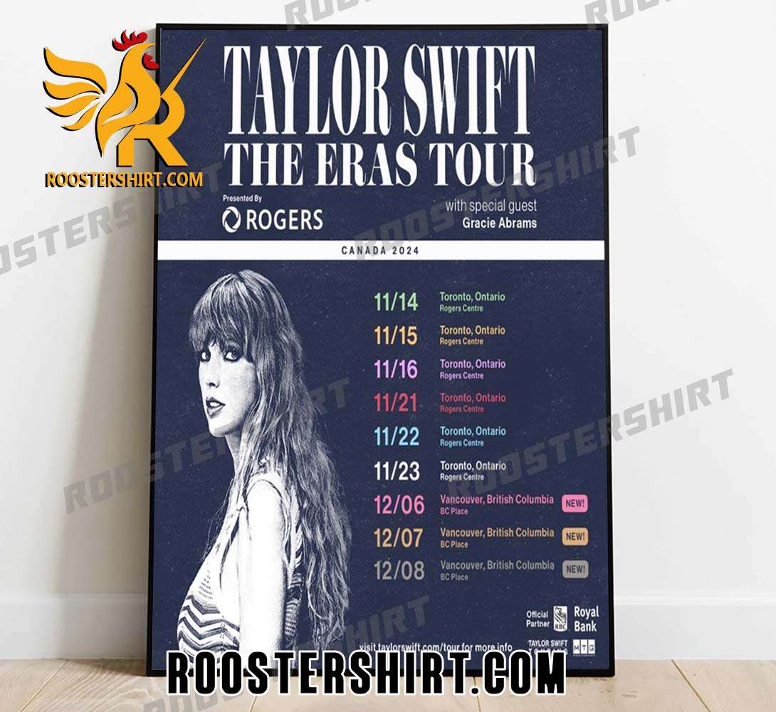 Taylor Swift The Eras Tour Canada 2024 Poster Canvas